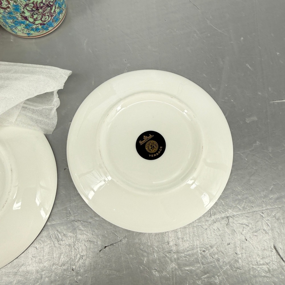 Versace Rosenthal Barocco Medusa Espresso Cup Saucer Spoon Set of 2 with Box - Picture 3 of 7